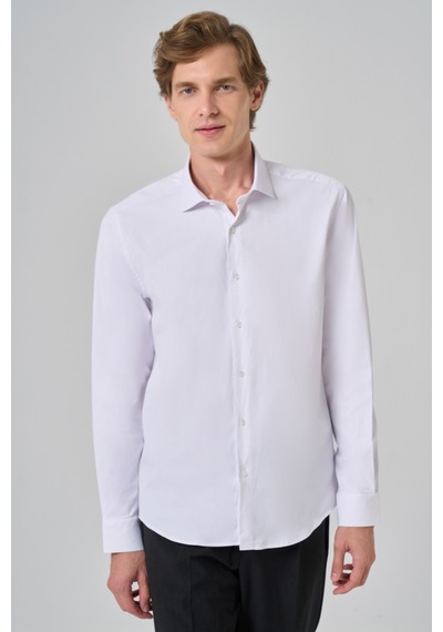 Morven Erkek Beyaz Basic Düz Desen İtalyan Yaka Slim Fit Gömlek 26mc004002600 Beyaz