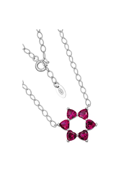 Aşkın Fısıltısı Mekik Zincir Gerdanlık Kolye Ruby Kalp Taşlı 925 Ayar Gümüş Gümüş