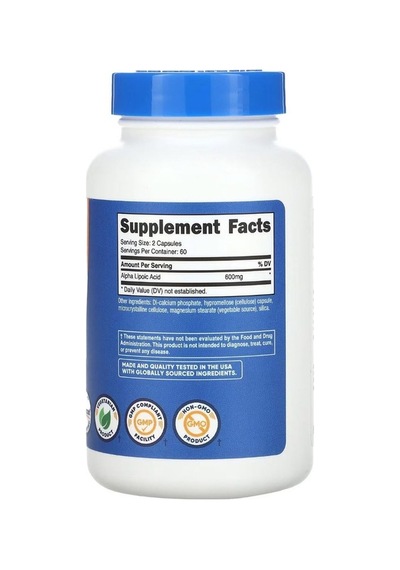 Nutricost Alpha Lipoic Acid 600 Mg 120 Kapsül