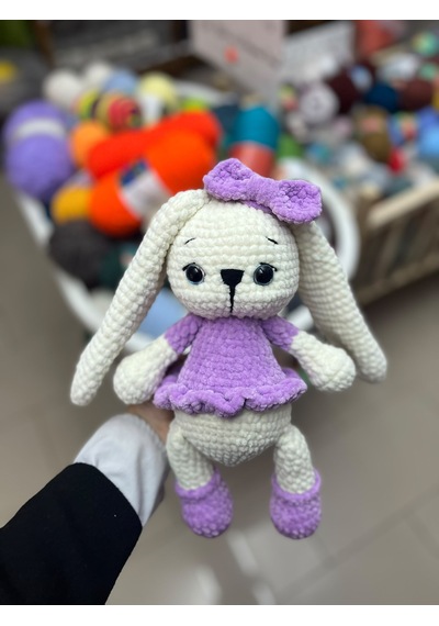 Amigurami Uzun Kulaklı Tavşan Beyaz - Mor
