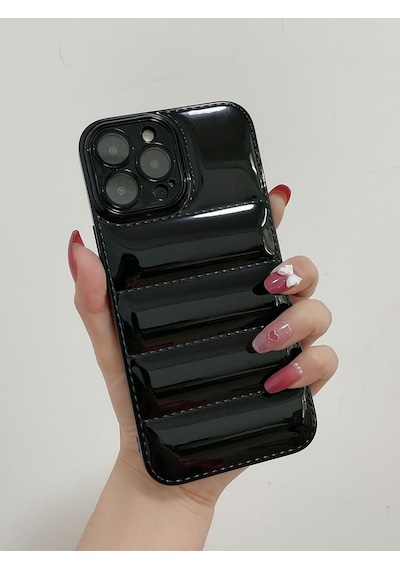 Pointtech Apple Uyumlu iPhone 11 Pro Max Puffer Silikon Kılıf Kamera Koruma Lens Koruma Parlak Telefon Kılıfı
