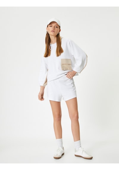 Koton Kapüşonlu Sweatshirt Cep Detaylı Standart Kesim Beyaz 4sak10424ek Beyaz