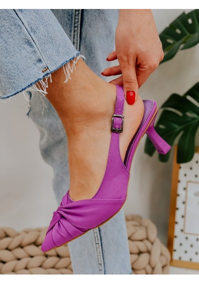 Ervanın Butiği Mor Saten Bow Fiyonk Detay Kadın Stiletto-3713