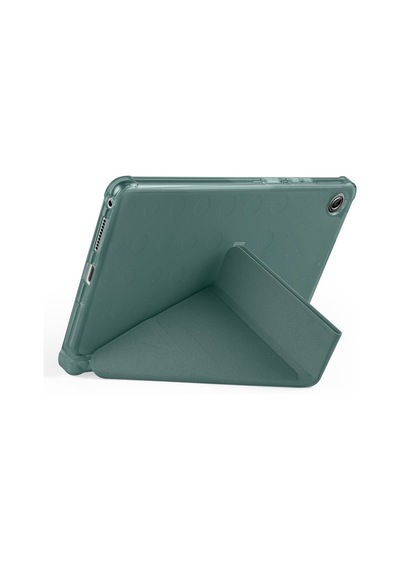 Lenovo Tab One 8.7 2025 Tb-305fu Uyumlu Kalem Bölmeli Dönebilen Üçgen Standlı Tri Folding Tablet Kılıfı - Koyu Yeşil - T41659