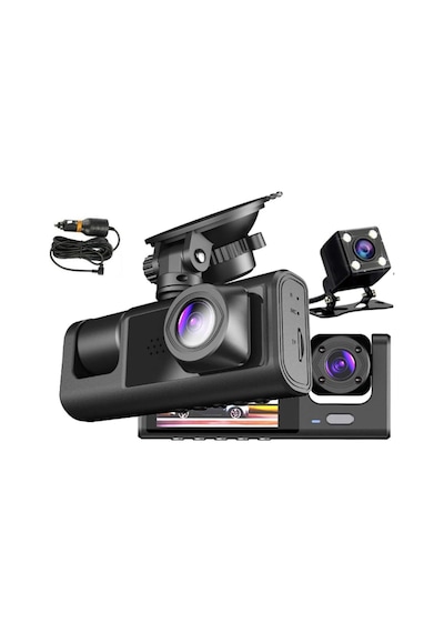 Tr H309 Full Hd 1080p Üç Kameralı Araç Içi Kamera Araba Güvenlik Kamerası Gece Görüşü Ön Geri İç Kayıt Ir