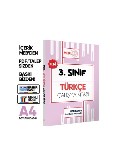 MEB ÖDM İlkokul 3.Sınıf TÜRKÇE Çalışma Kitabı Alıştırmalı/Etkinlikli Soru Bankası BASKI ÜCRETİ