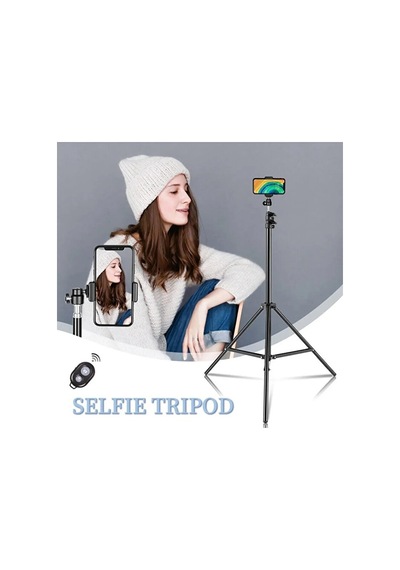 Bluetooth Kumandalı Tripod 2.1m Telefon Tutucu Selfie Çubuğu Ring