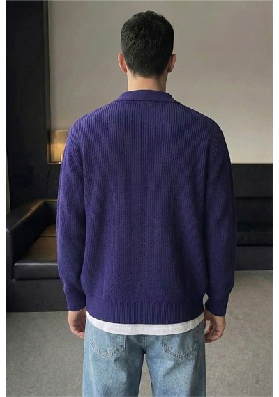 Tarz Cool Erkek Düğme Detaylı Regular Fit Hırka Lacivert