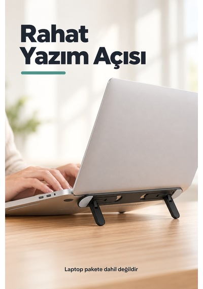2 Kademeli Katlanabilir Yükseltici Laptop Standı Siyah