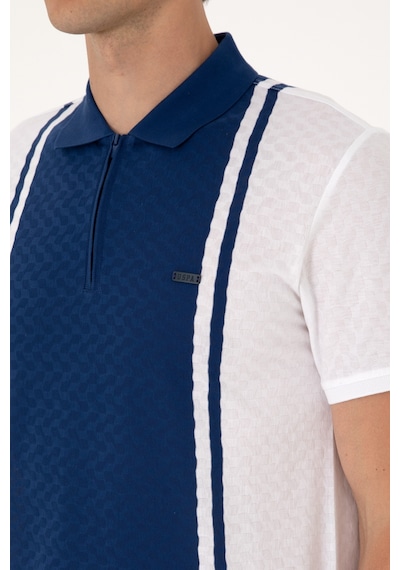 U.S. Polo Assn. Erkek Regular Fit Beyaz Polo Yaka Fermuarlı Tişört 50300814-VR013
