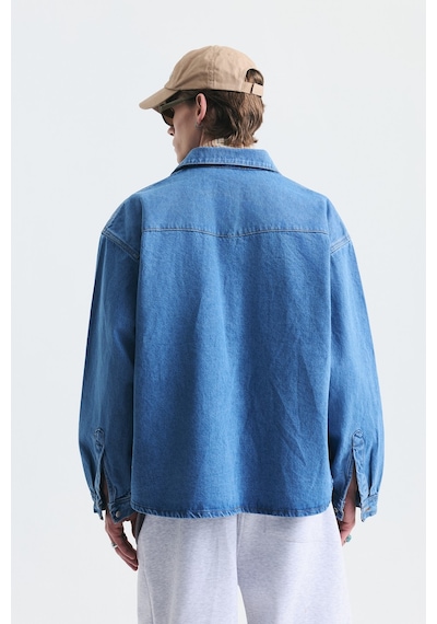 Vamos Oversize Kot Gömlek Açık Mavi