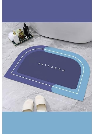 Tr Modern Tasarım Banyo Paspası, Süper Emici, Kaymaz Taban, Mavi Ve Lacivert,hızlı Kuruyan,kolay Temizlenen Zemin P Genel