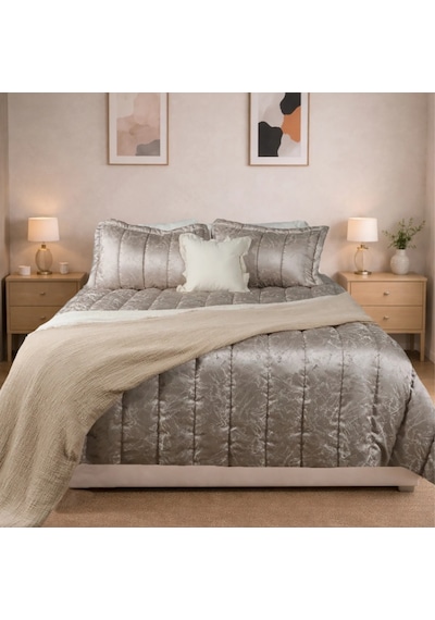 Luna Bueno Glory Pearl Silver Çift Kişilik Yatak Örtüsü Çok Renkli