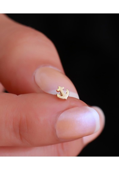 14 Ayar Altın Taşsız Denizci Tragus Piercing Sarı Altın