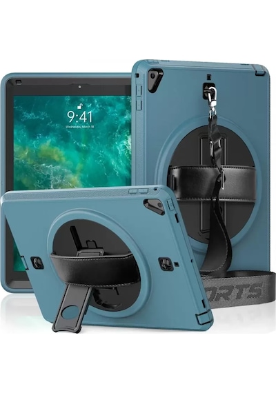 Newface Apple İpad Uyumlu - 5 Air 9.7 Kılıf Strap-c Otterbox Tablet Kapak - Mavi Arka Kapak