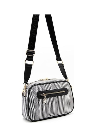 Silver & Polo Silver Polo Siyah Beyaz - Siyah Hasır Kadın Çapraz Çanta Sp1094