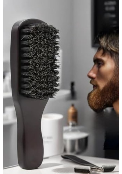 Profesyonel At Kılı Sakal Fırçası El Yapımı Ahşap, Kepek Önleyici, Şekillendirici Ve Parlatıcı Bakım Fırçası 720212