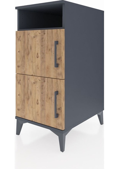 Kronos Komodin 2 Raflı 2 Kapaklı 44x59x96 Antrasit-çam Antrasit