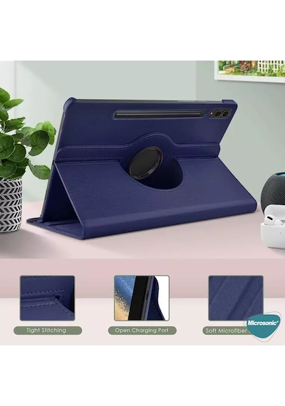 Microsonic Samsung Galaxy Uyumlu Tab S10 Plus X820 Kılıf 360 Rotating Stand Deri Tablet Kılıfı