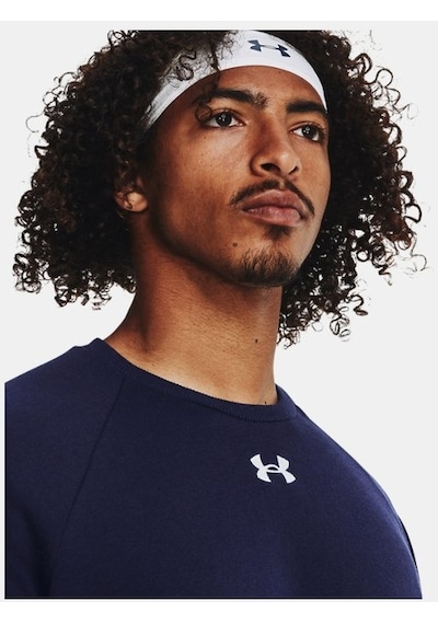 Under Armour Erkek UA Rival Fleece Bisiklet Yaka 1379755-410 Lacivert - Beyaz