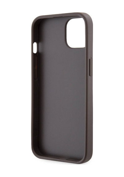 Apple Uyumlu iPhone 14 Kılıf Guess Lisanslı Pu Deri Taşlı Üçgen Logo 4g Desenli Kapak Kahverengi Kahverengi