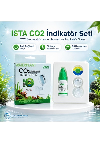Ista Akvaryum Co₂ İndikatör Test Seti Cam Drop Checker + Co₂ Gösterge Solüsyonu Bitkili Akvaryum Karbondioksit Takip Aparatı