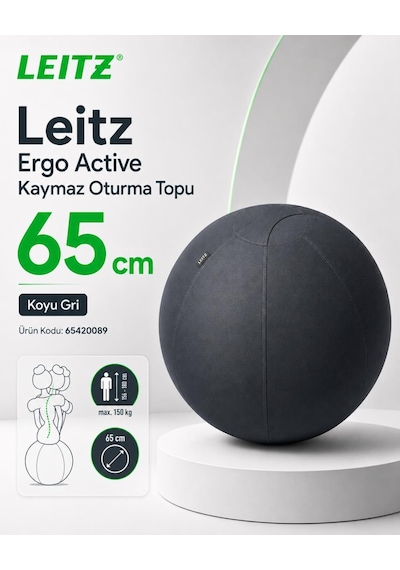 Leitz Ergo Active Kaymaz Oturma Topu 65 Cm - Koyu Gri - Kod:65420089
