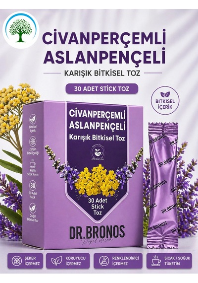 Çareburada Dr. Bronos Civan Perçemli, Aslan Pençeli Karışık Bitkisel Toz 30 Stick