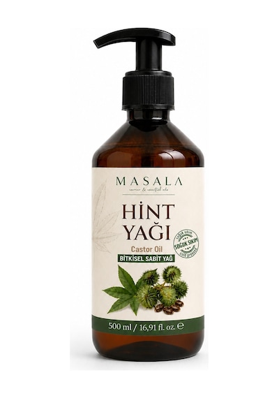 Soğuk Sıkım Hint Yağı 500 Ml %100 Saf Castor Oil, Kilitli Kapak Ve Pompa Hediyeli