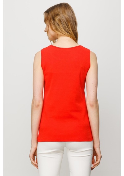 Kadın Sıfır Yaka Kaşkorse Pamuklu Askılı T-shirt Oranj Oranj