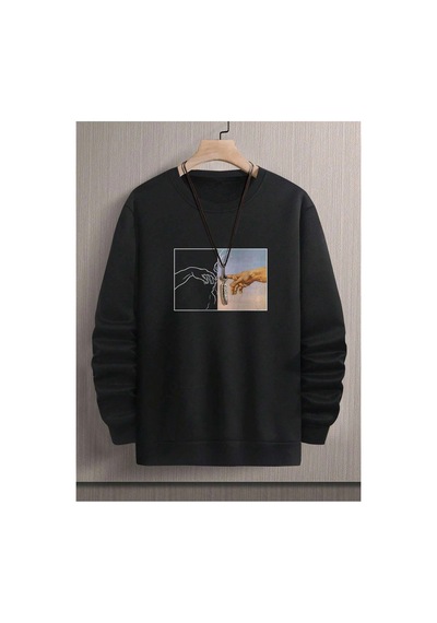 Tarzsokak Manfinity Homme Hand Print Sweatshirt Siyah