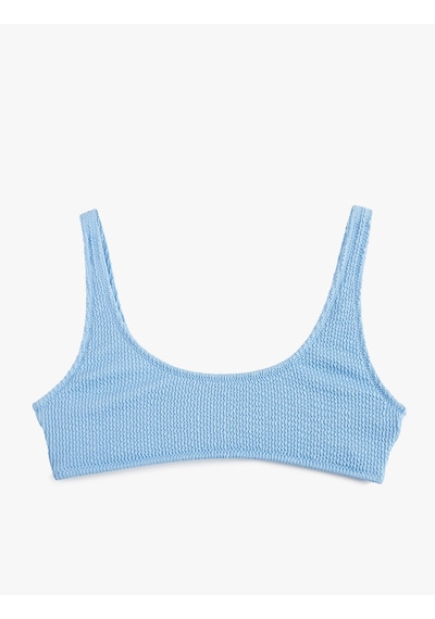 Koton Dokulu U Yaka Bralet Bikini Üstü Mavi 5sak10161mm Mavi