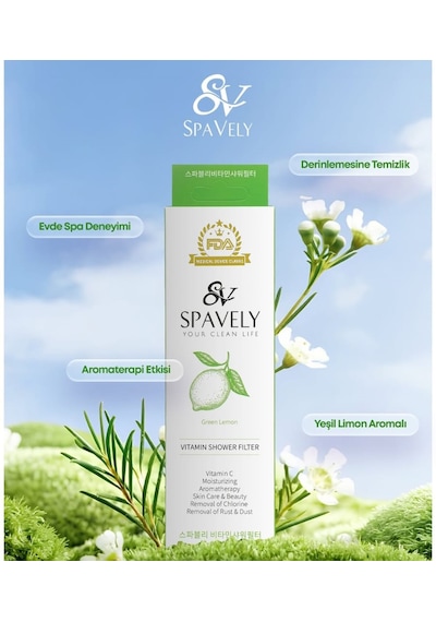 Spavely Duş Filtresi Yeşil Limon Esanslı - Klor Ve Kireç Karşıtı, Kokulu, C Vitaminli 150 Gr
