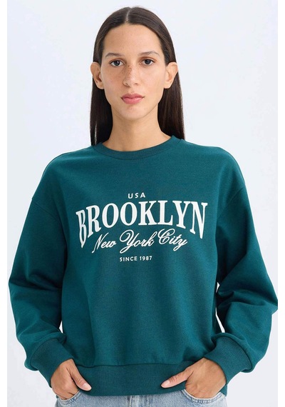 Defacto Regular Fit Bisiklet Yaka Baskılı İnce Sweatshirt D5928AX24AUGN1040 Yeşil Defacto Regular Fit Bisiklet Yaka Baskılı İnce Sweatshirt D5928AX24AUGN1040 Yeşil
