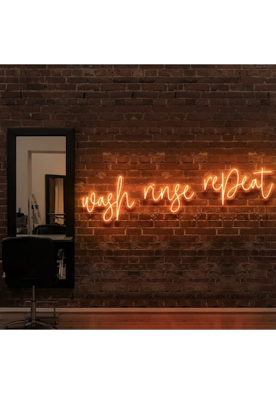 Wash Ringe Repeat Yazılı Neon Tabela Turuncu