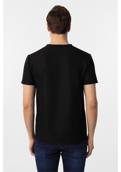 Süvari Siyah Slim Fit Armürlü Bisiklet Yaka Tişört-37339 Siyah Süvari Siyah Slim Fit Armürlü Bisiklet Yaka Tişört-37339 Siyah