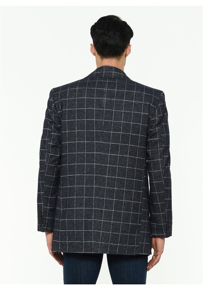 Plt8206 Dewberry Erkek Palto-Desenli Lacivert-Desenli Lacivert
