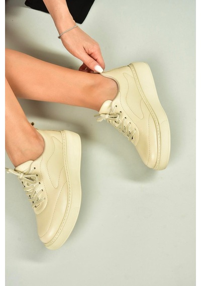 Fox Shoes U555250603 Bej Hakiki Deri Spor Ayakkabı Sneakers Bej-hakiki Deri