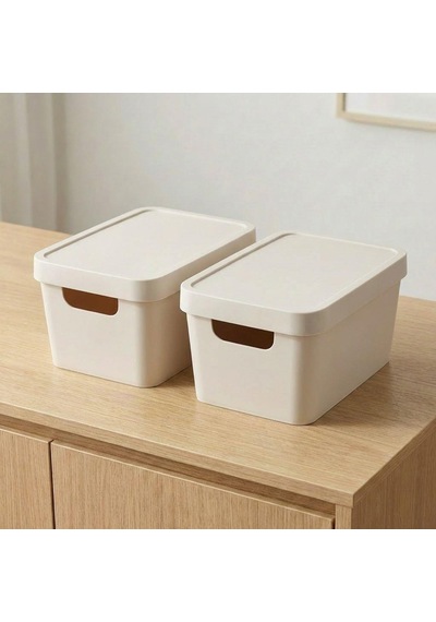 Selka Home Kapaklı 2'li Organizer Kutu Ekru