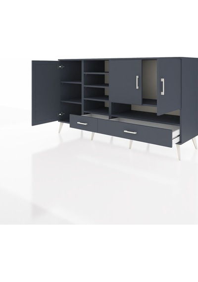 Kronos Konsol 8 Raflı 2 Çekmeceli 3 Kapaklı 176x59x99 Antrasit-an Antrasit-antrasit