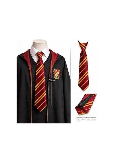 Harry Potter Gryffindor Fermuarlı Ayarlanabilir Kravat Kırmızı