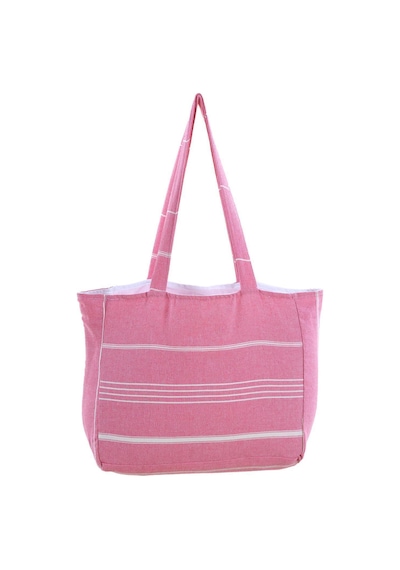 Bags Kumaş Çizgili Kol Çantası Pamuklu Plaj Çantası Pembe