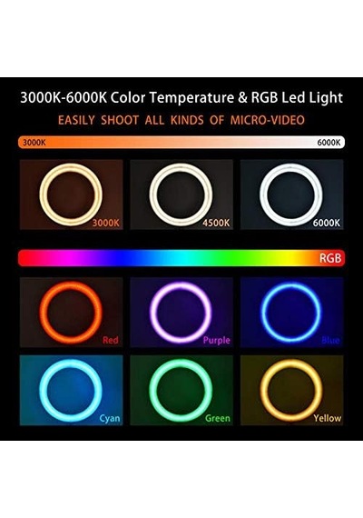 Mj26 10 İnç Rgb Ring Light Tripodlu Led Çekim Işığı, Tiktok Youtube Yayın Lambası, Selfie & Makyaj Işığ
