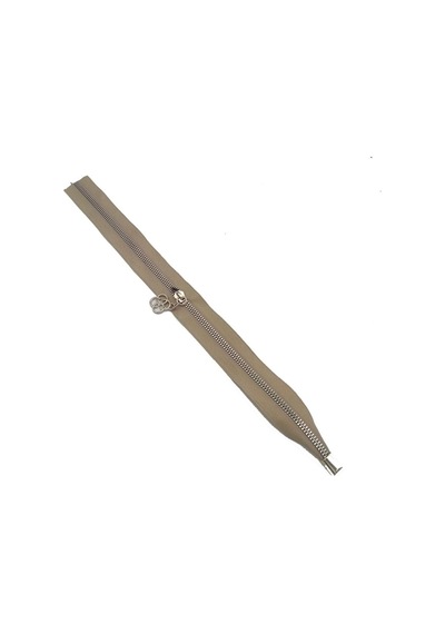 Angel Çanta Aksesuar Tek Stoplu 45 Cm Fermuar Gümüş Metal Bej Renk