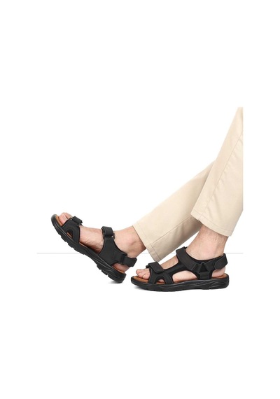 Erkek Siyah Süet Deri Sandalet