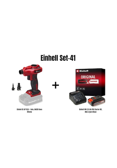 Einhell Set-41 Einhell Ce-ap 18 Li - Solo, Akülü Hava Üfleme+einhell 18v 2,5 Ah Pxc Starter Kit, Akü & Şarj Cihazı