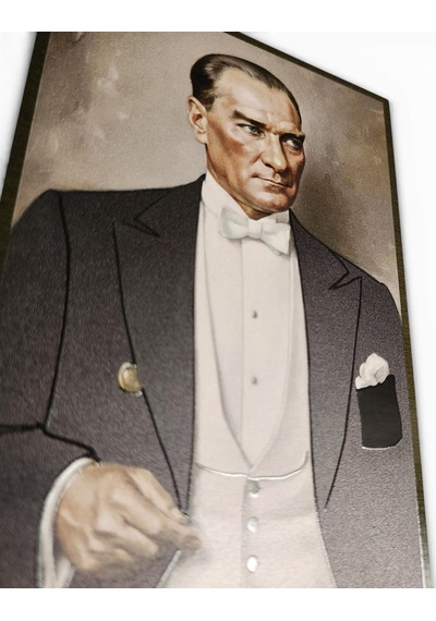 Atatürk Masaüstü Ahşap Tablo - Kabartmalı Baskı Şık Hediyelik 11x16 Cm No 3 3 Parça