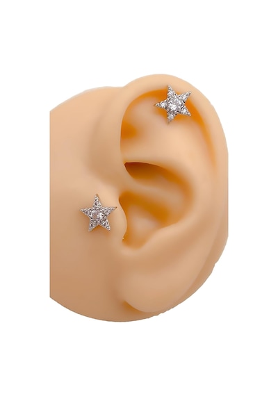 Lexroo Full Zirkon Taşlı Yıldız Kıkırdak Helix Tragus Piercing 1adet Çok Renkli