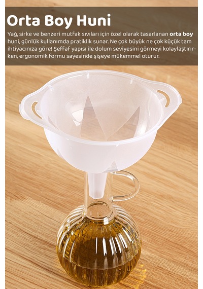 3'lü Huni Seti - İç İçe Geçebilir İstiflenebilir 3 Boy Huni Seti Beyaz