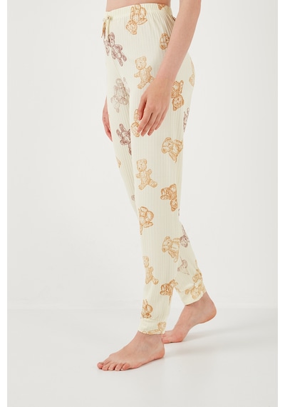 Lela Regular Fit Kısa Kollu Bayan Pijama Takımı 65740104 Bej